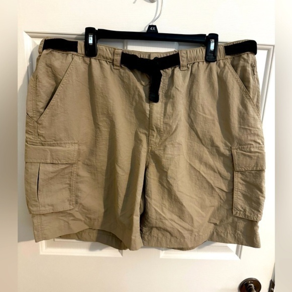 Lands' End Mens Nylon Tan Cargo Belted Hiking Fishing Shorts Size XL 40-42